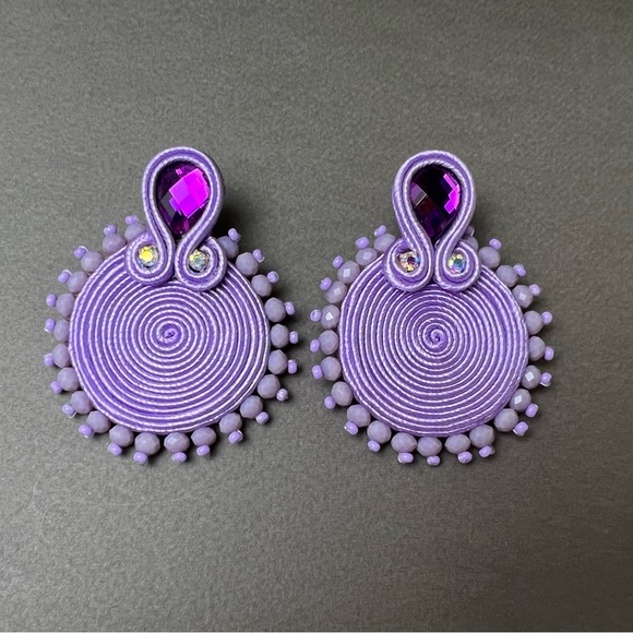 Light Purple Elegant Glam Earrings - Evening Stylish Earrings - Trendy Earrings - Picture 9 of 9